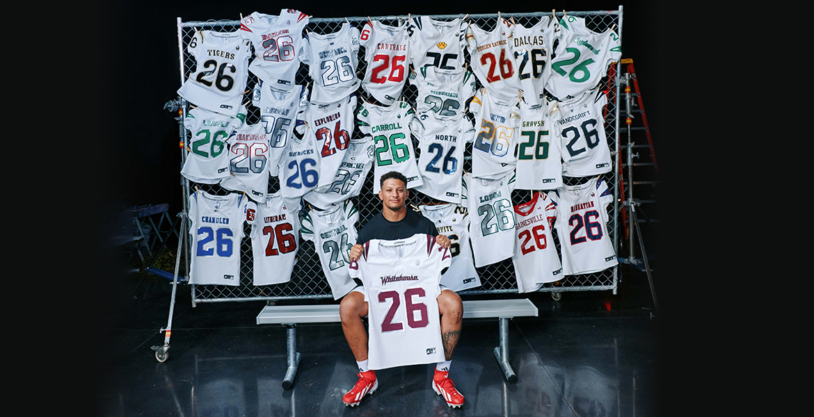 These select schools will wear Patrick Mahomes’ signature gladiator logo on their jersey for the 2026 season: Whitehouse (TX) Baylor School (TN) Bergen Catholic (NJ) Broken Arrow (OK) Carthage (TX) Cass Tech (MI) Catholic Central (MI) Central (Miami) (FL) Chaminade-Madonna (FL) Chandler (AZ) Christopher Columbus (FL) Corona Centennial (CA) Gainesville (GA) Grayson (GA) Grimsley (NC) Inglewood (CA) Liberty North (MO) Lincoln (CA) Longview (TX) Manhattan (KS) North Allegheny (PA) Northwestern (FL) Orange Lutheran (CA) Servite (CA) South Oak Cliff (TX) Southlake Carroll (TX) Vandegrift (TX) West Boca (FL)